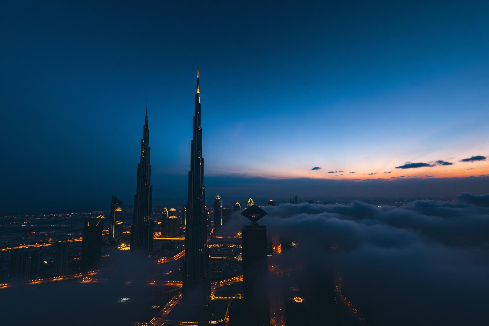 Dubai skyline at dusk